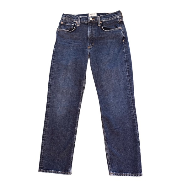 Agolde Kye Mid Rise Straight Ankle Crop Medium Dark Blue Denim Jeans Size 27 - Picture 2 of 11
